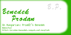 benedek prodan business card